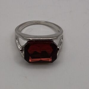 Women's Brown Crystal Alloy Silver Plated Rectangular Fashion Ring U.S Size 9.25